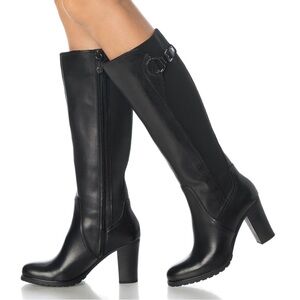 NEW GEOX Elegant Black Knee-High Leather Women's Boots
